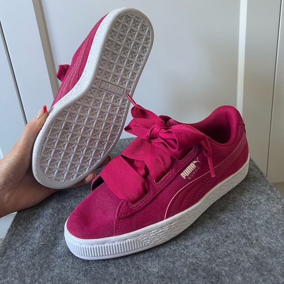 red suede sneakers